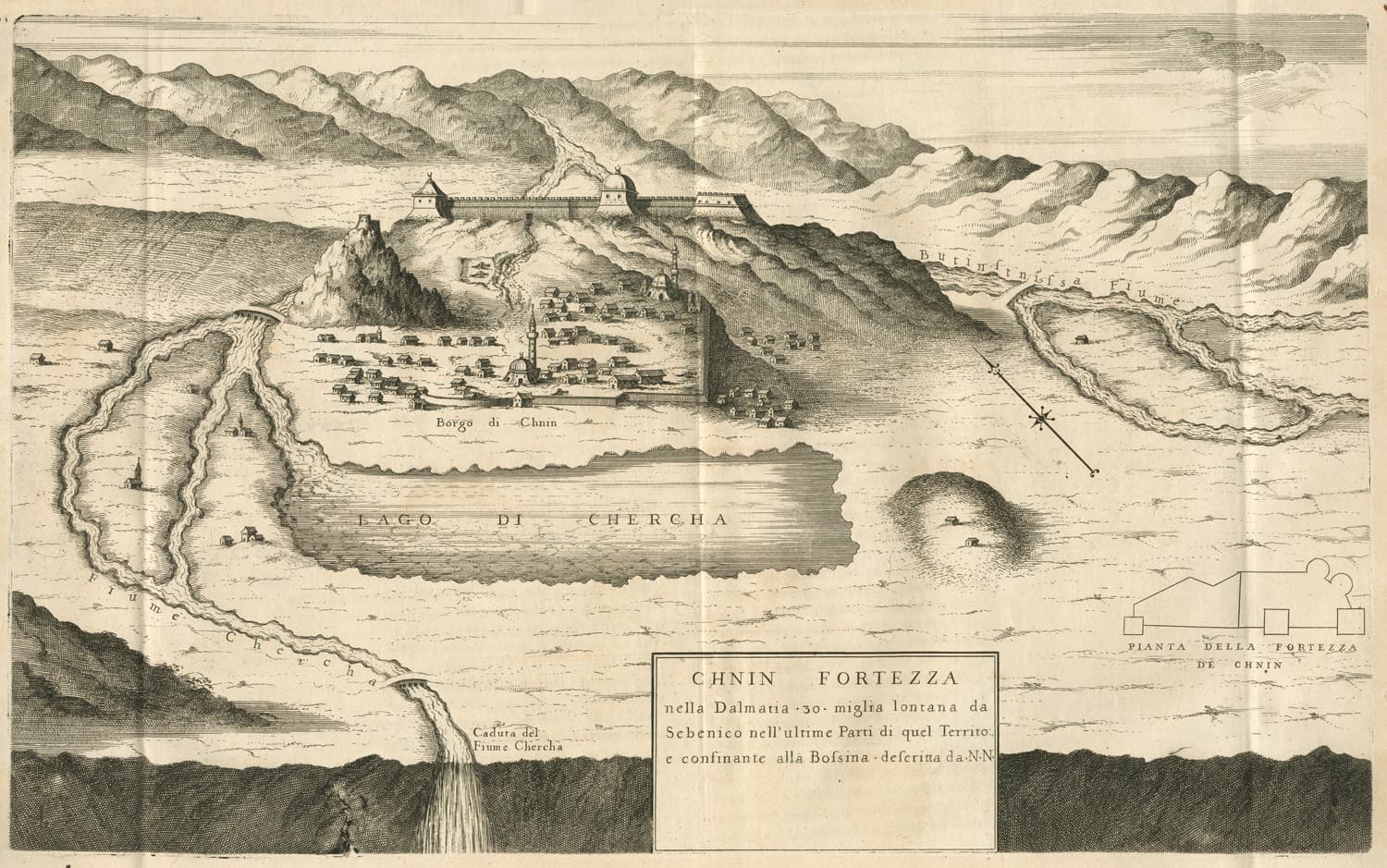 Coronellijev prikaz grada i tvrđave Knin iz 1687. godine